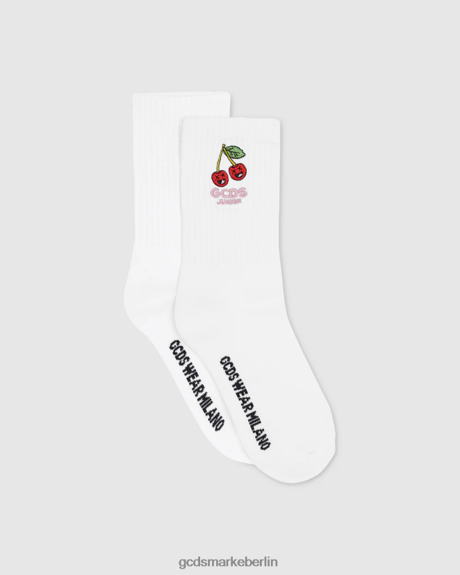 GCDS Kinder Junior-Kirschsocken LP42F769 Weiß Zubehörteil